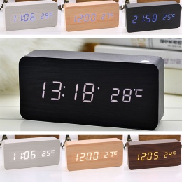 16 spośród różnych opcji drewniane LED budziki temperatury zegar elektroniczny dźwięki kontrola cyfrowy wyświetlacz LED kalendar