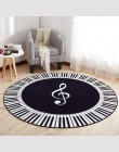 EHOMEBUY nowy dywan muzyka Symbol klawisze fortepianu czarny biały okrągły dywan antypoślizgowe dywaniki domu sypialnia podkładk