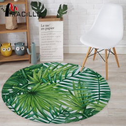 Miracille okrągłe dywany dla pokoju gościnnego zielony Tropical drukowane salon sypialnia krzesło dywaniki do kąpieli wc dekorac