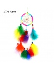 Home Decoration kolorowe Dream Catcher okrągła z piór powiesić rzemiosło Handmade Home wiszące dekoracje rzemiosło moda wiatr ku