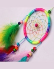 Home Decoration kolorowe Dream Catcher okrągła z piór powiesić rzemiosło Handmade Home wiszące dekoracje rzemiosło moda wiatr ku