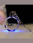 Słynny samochód Logo kryształowe rękodzieło zmieniającym kolorowe LED światła laserowego grawerowane DIY samochodów brelok do kl