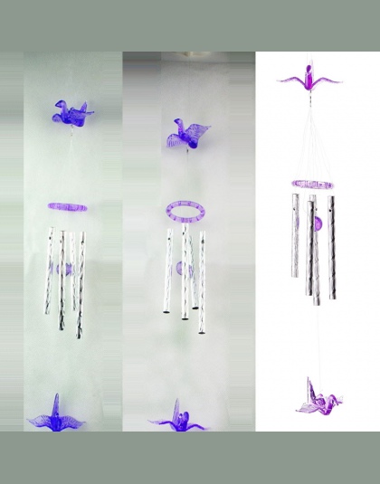 Śliczne plastikowe kryształ 4 metalowe rury Windchime gongu wiatru domu ogród wystrój #76476