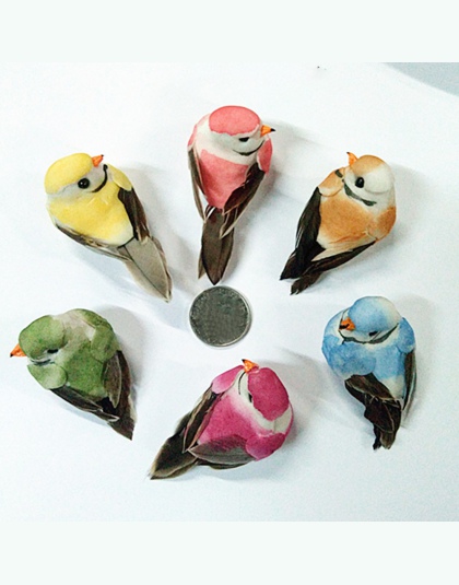 2 sztuk symulacji ozdoby ogrodowe stoczni Mini ptak dekoracyjne z piór domu z pianki z magnesem DIY dekoracji