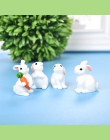4 sztuk/zestaw nowy Kawaii żywicy biały królik figurki Bonsai Micro krajobraz domek dla lalek ozdoby Mini rzemiosło miniatury