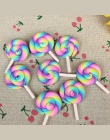 10 sztuk płaskie powrót gliny Cabochon Kawaii Rainbow kolor Lollipop DIY płaskie ozdoby do dekorowania albumów zdobienie dekorac