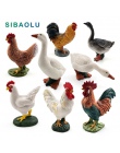 Gospodarstwa model zwierzęcia sztuczne kurczaka kaczki gęsi figurki Bonsai wystrój domu miniaturowy bajkowy ogród akcesoria deko