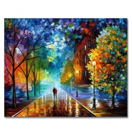 WEEN romantyczne spacery obraz numerami podłubać ręcznie malowane kochanka w deszczu obraz olejny dekoracja domowa przedstawiają