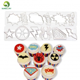 Sugarcraft 2 sztuk Superhero Cutter zestaw plastikowe Cupcake superbohatera Cookie Cutter ciastka ciasto kremówki tłoczone formy