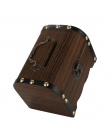 Przechowywania przedmiotów drewniane skarbonka bezpieczna skarbonka oszczędności z zamkiem drewna rzeźba ręcznie w stylu Vintage