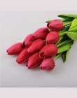 21 sztuk/partia PU fałszywe sztuczny kwiat bukiet prawdziwy dotyk jedwabiu tulipan kwiaty dla Wedding Party kwiat dekoracyjny do