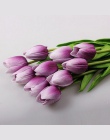 21 sztuk/partia PU fałszywe sztuczny kwiat bukiet prawdziwy dotyk jedwabiu tulipan kwiaty dla Wedding Party kwiat dekoracyjny do