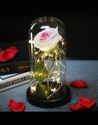 Piękna i bestia Rose kwiaty w szklaną kopułą z oświetleniem LED drewniana podstawa na romantyczny Valentine jest prezent urodzin