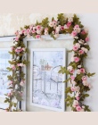 230 cm/91in Silk Rose dekoracje ślubne stroik z bluszczu sztuczne kwiaty Arch wystrój z zielonymi liśćmi wiszące ściany Garland 
