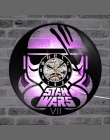 Płyta winylowa zegar ścienny Star War motyw LED zegary ścienne dla pokoju gościnnego cichy Vintage CD wiszące zegar z 7 kolor św