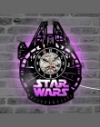 Płyta winylowa zegar ścienny Star War motyw LED zegary ścienne dla pokoju gościnnego cichy Vintage CD wiszące zegar z 7 kolor św