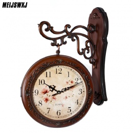 Dwustronny ścienny zegar Saat w stylu Vintage zegarek cyfrowy Relogio De Parede zegary ścienne Reloj De Pared Horloge Murale Duv