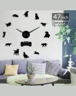 Labrador Retriever duży zegar ścienny dla psów rasy Labrador DIY Wall Art z lustrem akrylowe naklejki lustro efekt duże ręce zeg