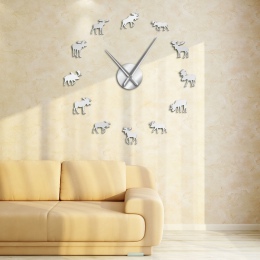 Dzikich zwierząt łoś DIY gigantyczny zegar ścienny łoś sylwetka dekoracyjne bezramowa ścienny zegarek nowoczesny natura zwierzę 
