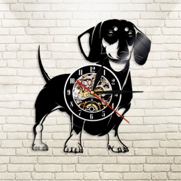 1 sztuka jamnik pies płyta winylowa zegar ścienny zwierzęta zegar ścienny Pet Doggy mops domu wystrój Puppy zegar czasu pies koc