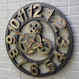 Dekoracyjny elegancki drewniany zegar ścienny okrągły wiszący nowoczesny cyfrowy do salonu sypialni kolor złoty srebrny