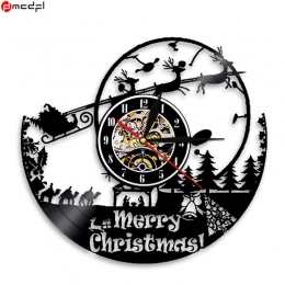 Nowy rok prezent na Boże Narodzenie 12 cal wsparcie wykonane na zamówienie projekt czarny pr płyta winylowa zegar ścienny wisząc
