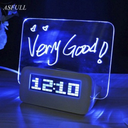 ASFULL LED cyfrowy budzik zegar fluorescencyjne z forum USB Port Hub zegar biurkowy led zegar na biurko z kalendarza