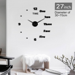Nowoczesny duży zegar ścienny samoprzylepny oryginalny elementy 3D wiszący napisy cyfry