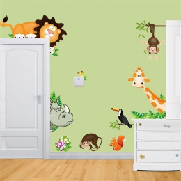 % Cute zwierząt na żywo w domu DIY naklejki ścienne/Home Decor dżungli motyw lasu tapety/prezenty dla dzieci wystrój pokoju nakl