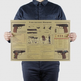 9 MM pistolet/słynny projekt broni/pistolet/papier pakowy/bar plakat/Retro plakat/naklejki malarstwo dekoracyjne 51x35.5 cm darm