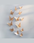 12 sztuk/zestaw złota róża 3D Hollow Butterfly naklejki ścienne Home Decor motyle naklejki dekoracji pokoju dla Wedding Party De