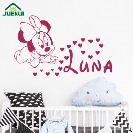 DIY Minnie Mouse spersonalizowana nazwa ścienne winylowe kalkomanie dla dzieci pokoje dla dzieci dziewczyna przedszkole Wall Art