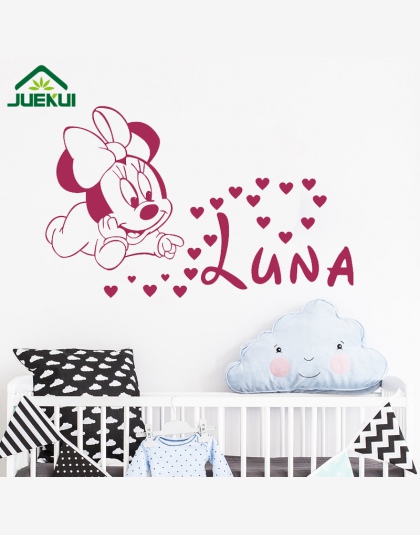 DIY Minnie Mouse spersonalizowana nazwa ścienne winylowe kalkomanie dla dzieci pokoje dla dzieci dziewczyna przedszkole Wall Art