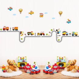Może usunąć naklejki ścienne w sprzedaży hurtowej przedszkole dla dzieci pokój dekoracji na ścianie Cartoon samochodów naklejki