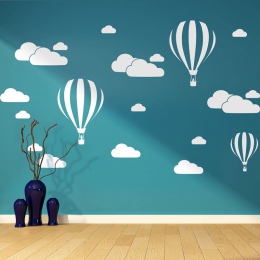 Nowy biały chmury balon na gorące powietrze naklejki ścienne dla dzieci pokoje Art ściana tła naklejki ścienne wystrój domu salo