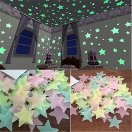 50 sztuk 3D gwiazdy świecą w ciemności naklejki ścienne Luminous fluorescencyjne naklejki ścienne dla dzieci pokój dla dzieci sy