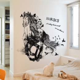 Czarny zostało uruchomione z konia wymienny Cartoon naklejki ścienne pokój dzienny Sofa tapeta dekoracyjna naklejki ścienne