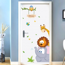 Sypialnia naklejki ścienne dla dzieci pokój naklejki słoń żyrafa ptak pokój dzienny naklejki na drzwi dekoracji akcesoria do dom