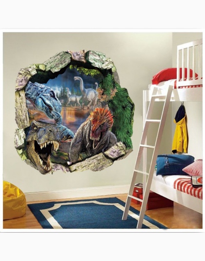 50*50 cm 3D efekt Park jurajski świat film dinozaury poprzez naklejki ścienne dla dzieci pokoje home decor naklejki ścienne ście