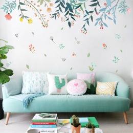 DICOR DIY kwiaty odbicie Home Decoration Art naklejki ścienne dla Livingrooms kolorowe piękne wymienny Adesivo de parede
