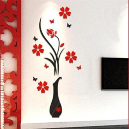 % Roślin wazon drzewo kwiatowe motyl 3D DIY naklejki ścienne naklejka Home Decor tapety salony kuchnia sypialnia dekoracje