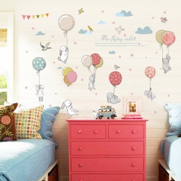 ZHYHGO naklejki ścienne dla dzieci pokoje balon królik cartoon pokój naklejki dekoracyjne winylowe dla dzieci w domu w stylu art