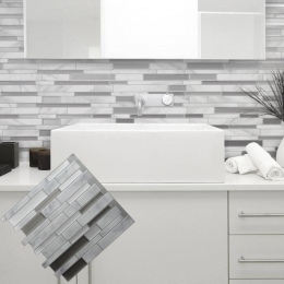 Biały szary marmur mozaika skórki i trzymać płytki ścienne samoprzylepne Backsplash DIY kuchnia łazienka domu ściany kalkomania 