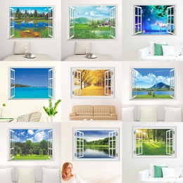 Natura krajobraz 3D widok z okna naklejki ścienne do salonu sypialnia dekoracyjne dekoracje domu pcv Decor Mural naklejki ścienn
