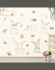 Dżungli królik kwiatowy naklejki ścienne dla dzieci pokoje naklejka sypialnia salon mural 3d okno wystrój domu