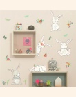 Dżungli królik kwiatowy naklejki ścienne dla dzieci pokoje naklejka sypialnia salon mural 3d okno wystrój domu