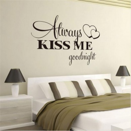 T06014 romantyczny Mural miłość Vinyl naklejki ścienne sypialnia cytaty naklejki zawsze pocałuj mnie na dobranoc Home Decoration