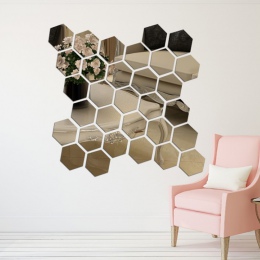 12 sztuk/zestaw 3D Hexagon akrylowe lustro naklejki ścienne DIY Art ścienne dekoracyjne naklejki wystrój domu salon lustrzane na