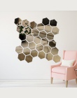 12 sztuk/zestaw 3D Hexagon akrylowe lustro naklejki ścienne DIY Art ścienne dekoracyjne naklejki wystrój domu salon lustrzane na