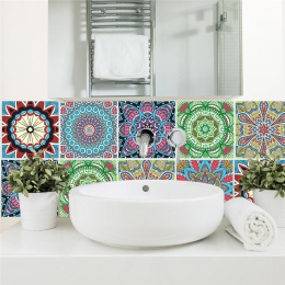 6 sztuk/paczka marokański styl płytki naklejki PET wodoodporna samoprzylepna tapeta meble łazienkowe DIY arabskie płytki naklejk